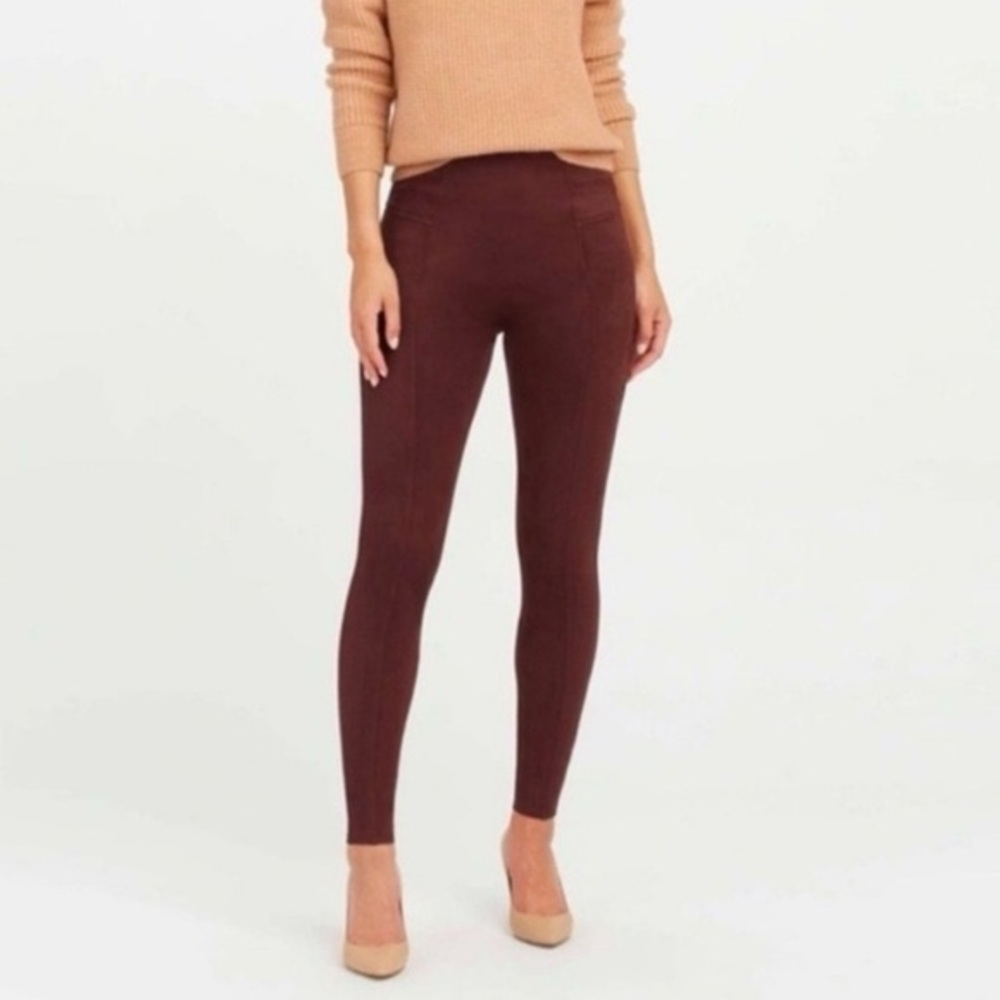 SPANX Faux Suede Terracotta Shaping Textured Thick‎  Leggings